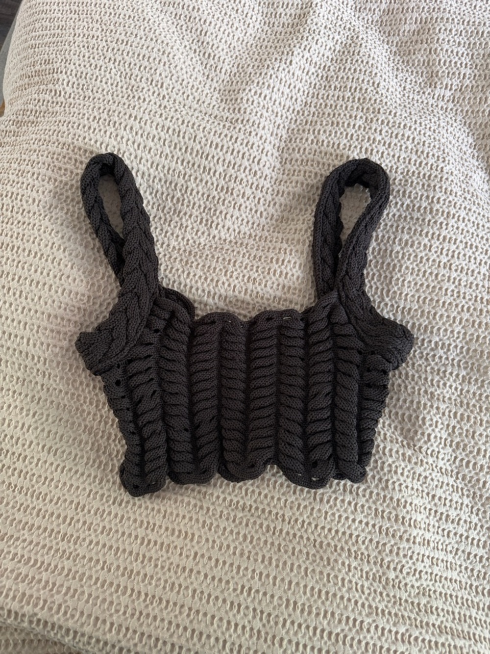 Zara Black Braided Knit Cropped Tank